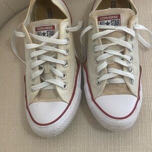 Converse Cream Low Top Sneakers with Red Trim